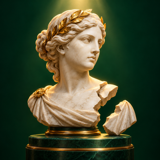 Original marble-bust emblem for the independent Museologist guide